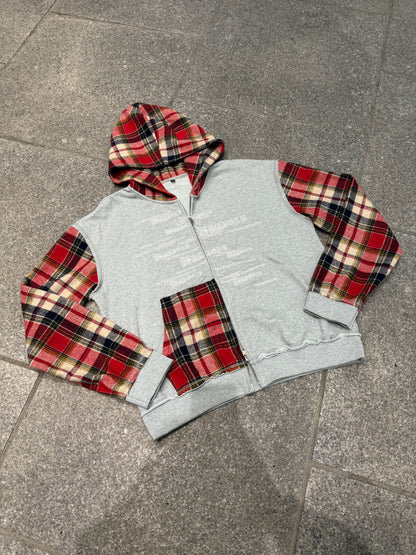 PLAID ZIP HOODIE *RED*