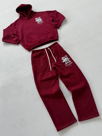 CLOUDS OPEN HEM SWEATPANT *RED WINE*
