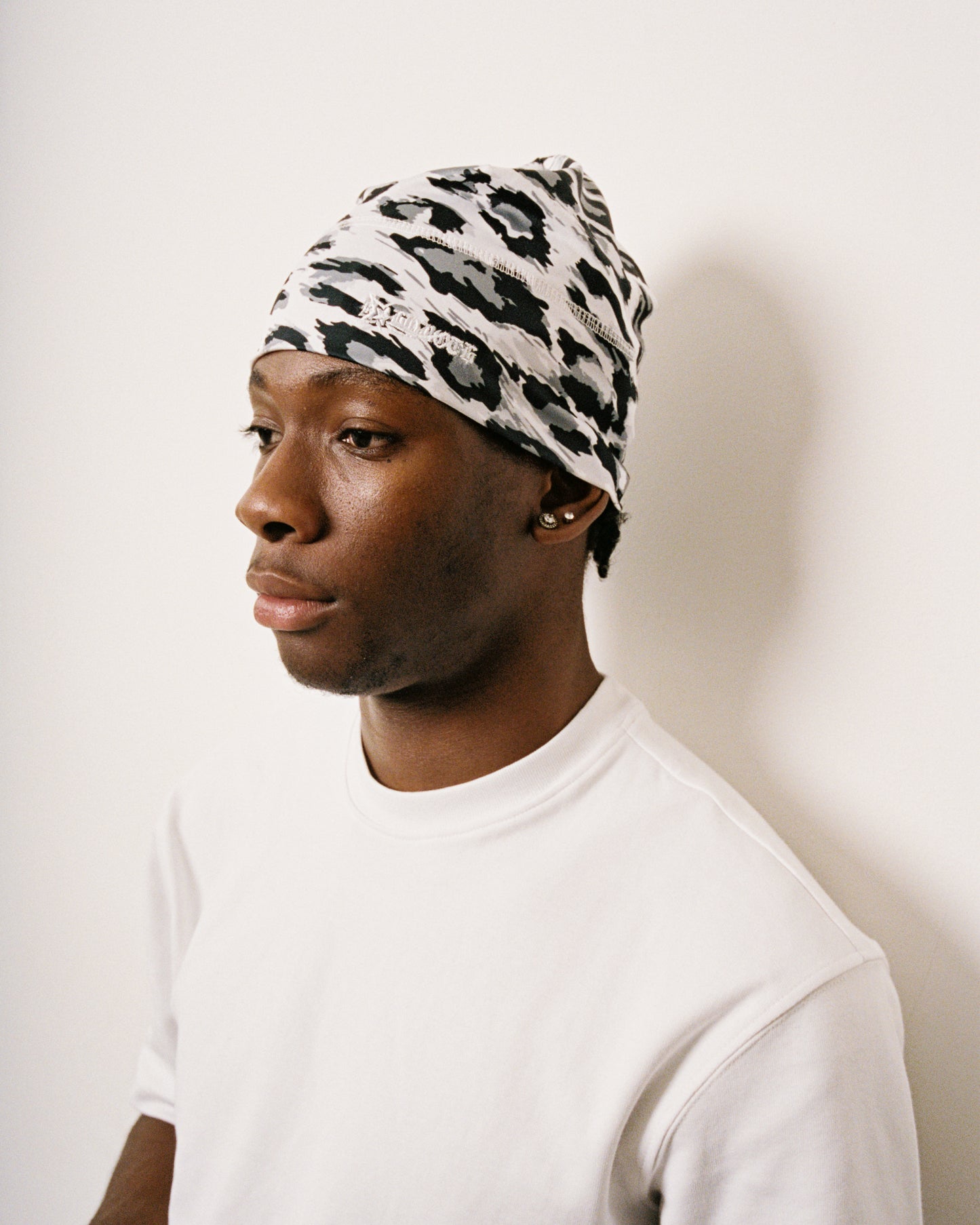 SKULL CAP **WHITE LEOPARD PRINT**
