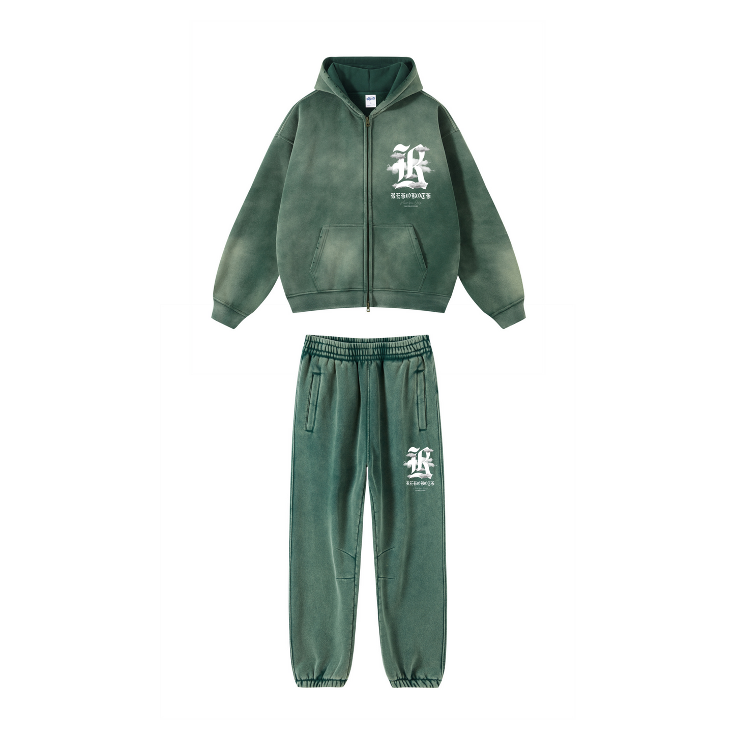 CLOUDS ZIP TRACKSUIT SET *WASHED GREEN*