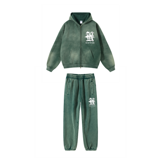 CLOUDS ZIP TRACKSUIT SET *WASHED GREEN*